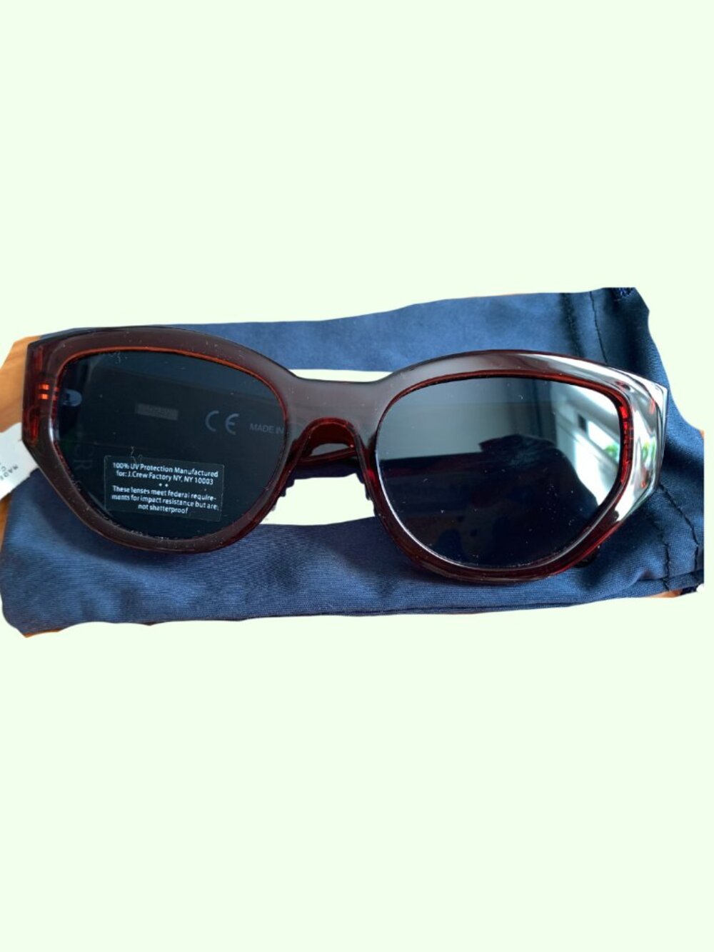 J Crew Factory Burgundy Cat Eye Sunglasses NWT